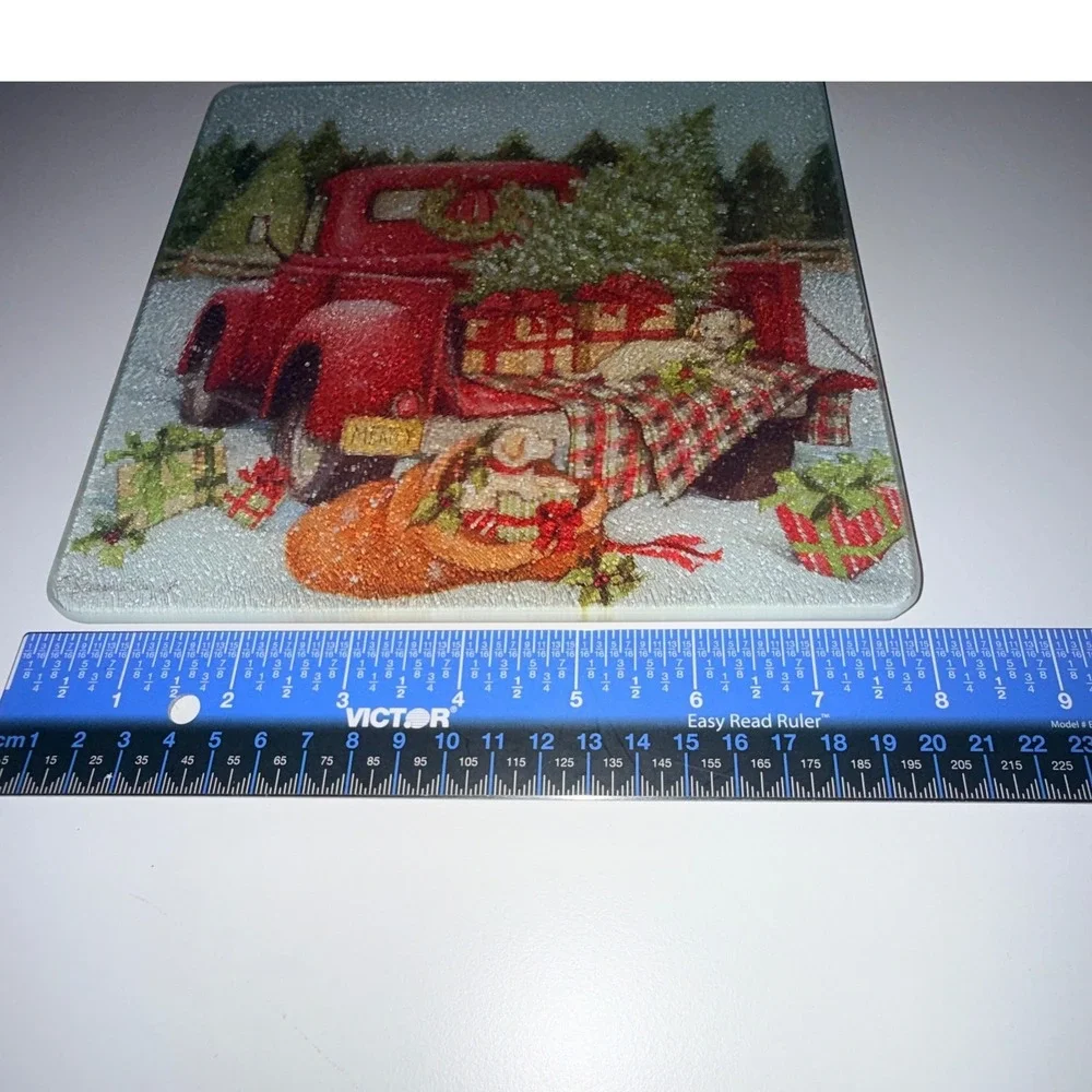 Susan Winget Christmas Glass Signed Cutting Board 8